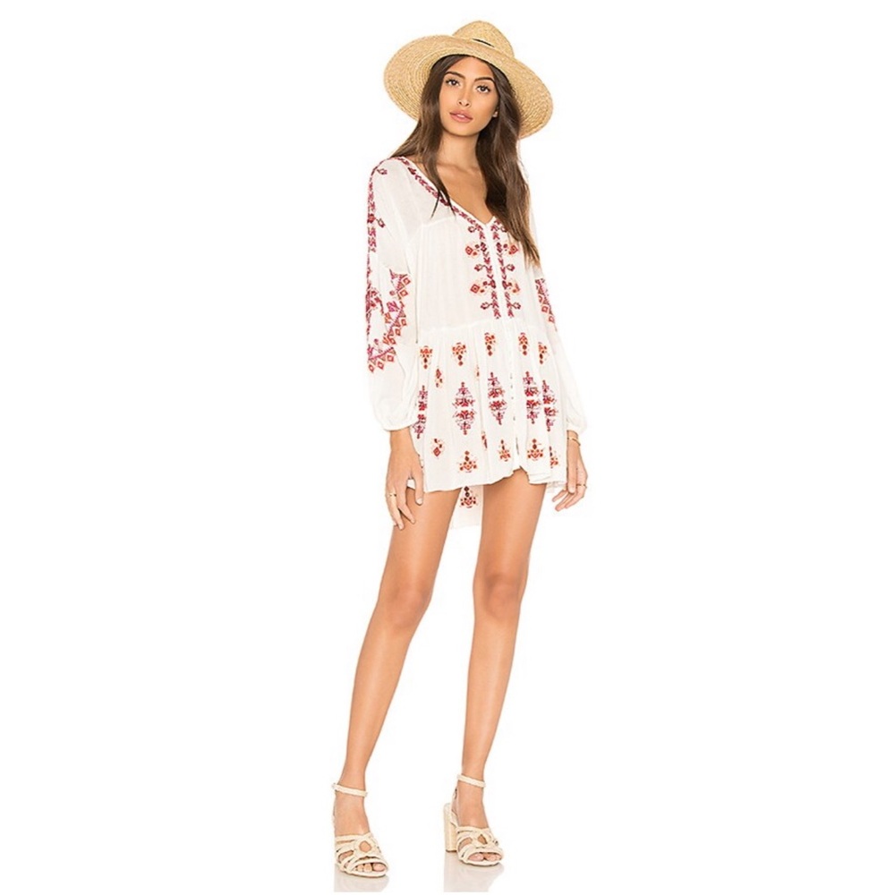 Free People Boho Embroidered Tunic Dress
